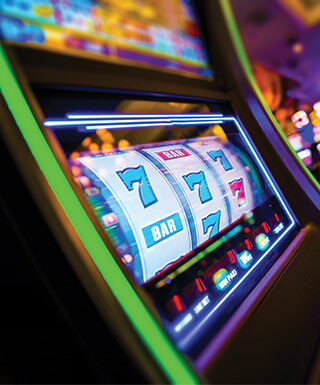Glowing slot machines