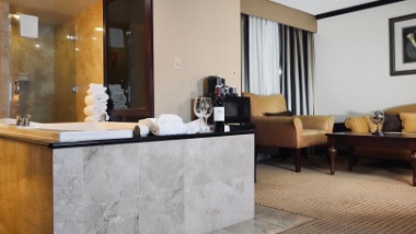 soaking tub in suite