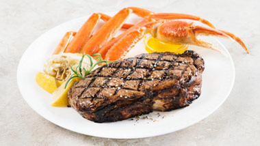Steak and crab legs