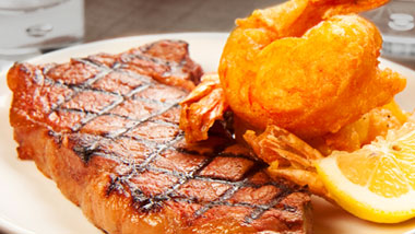 steak and fried shrimp